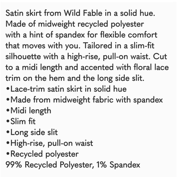 NWT size L Wild Fable Woman's Satin Lace Trim Midi Skirt ~ Pink - Picture 4 of 9